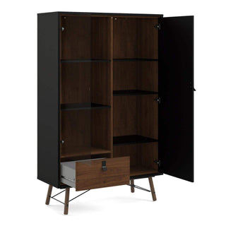 Ry China Cabinet in Matt Black Walnut - Msofas LTD