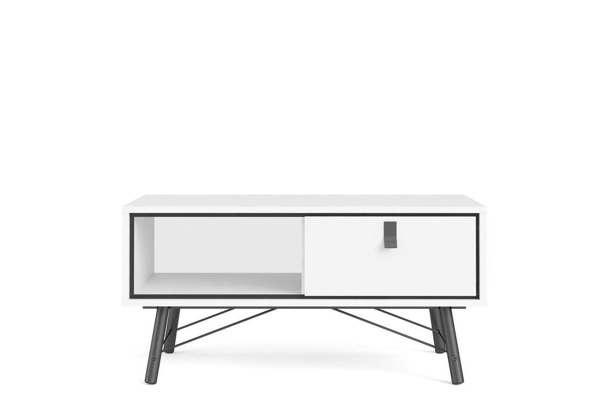 Ry Coffee Table with Drawer in Matt White