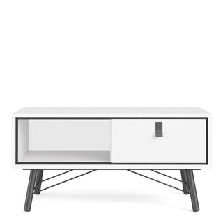 Ry Coffee Table with 1 Drawer in Matt White - Msofas LTD