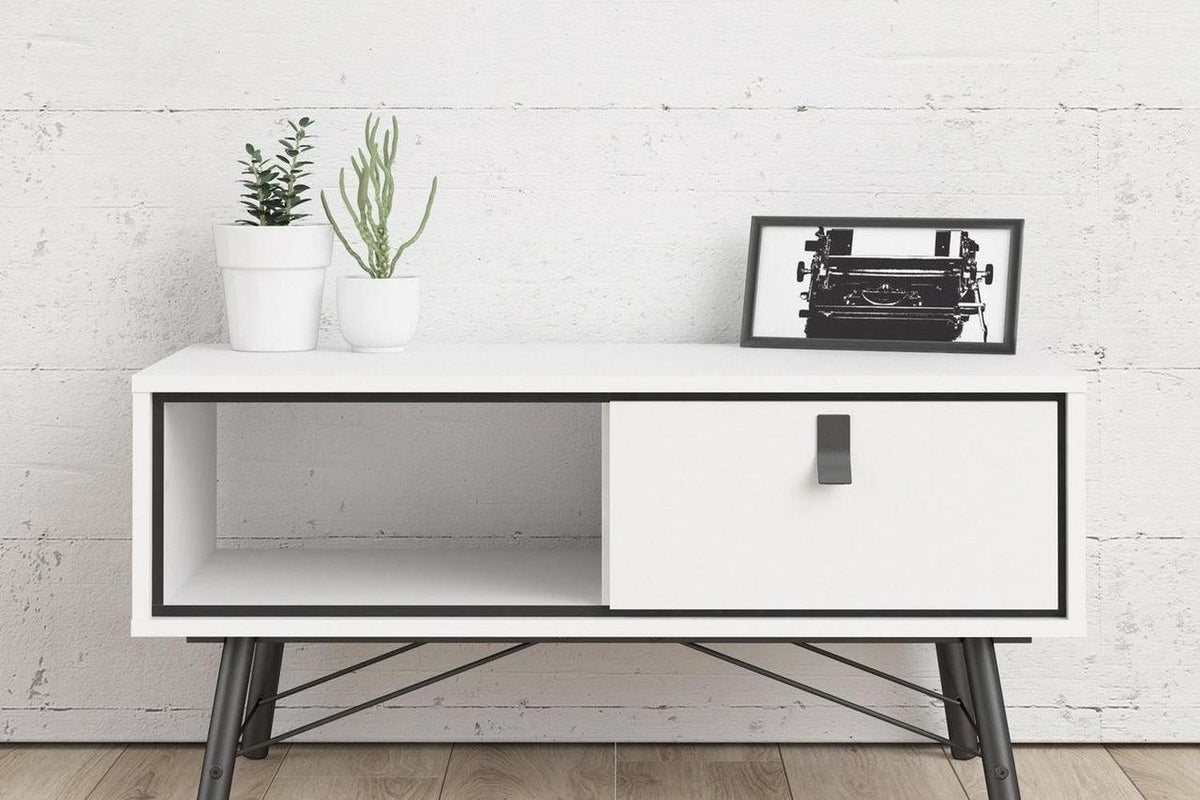 Ry Coffee Table with Drawer in Matt White