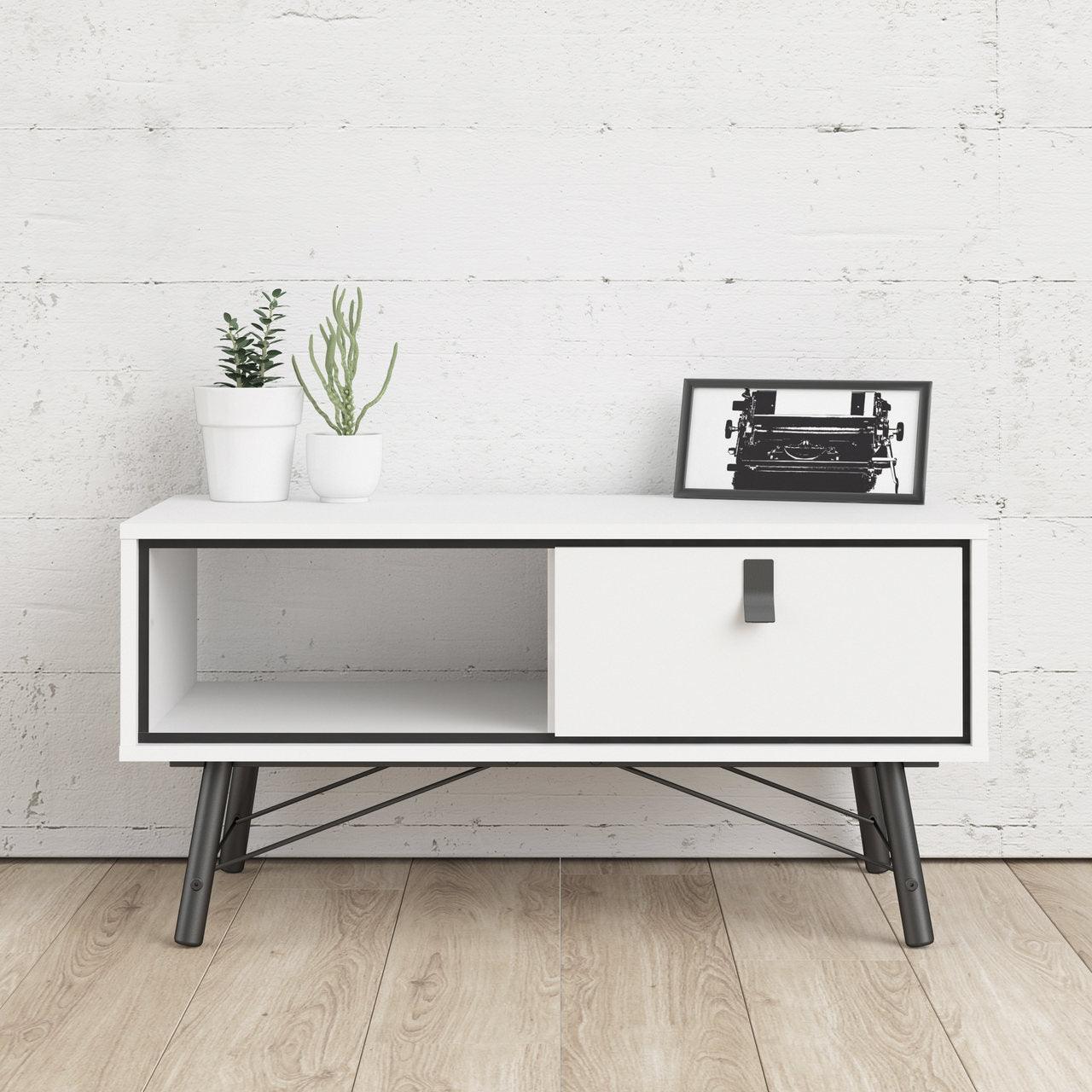 Ry Coffee Table with 1 Drawer in Matt White