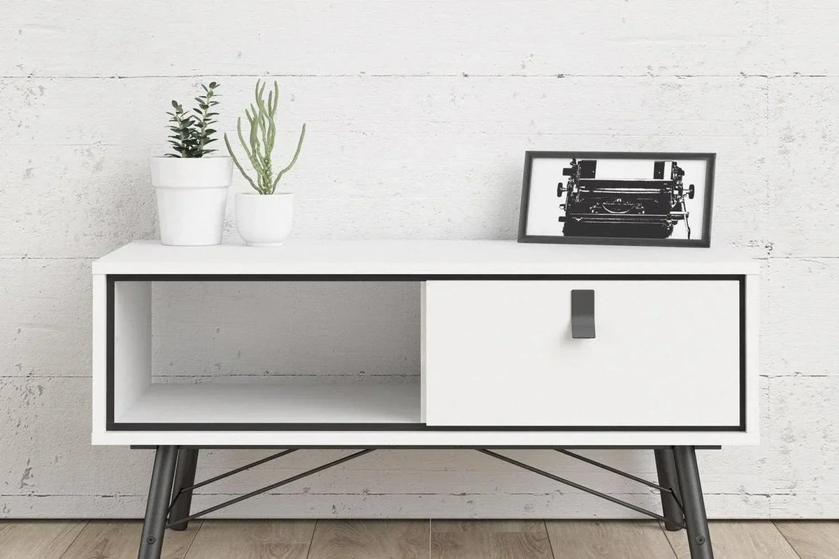 Ry Coffee Table with Drawer in Matt White