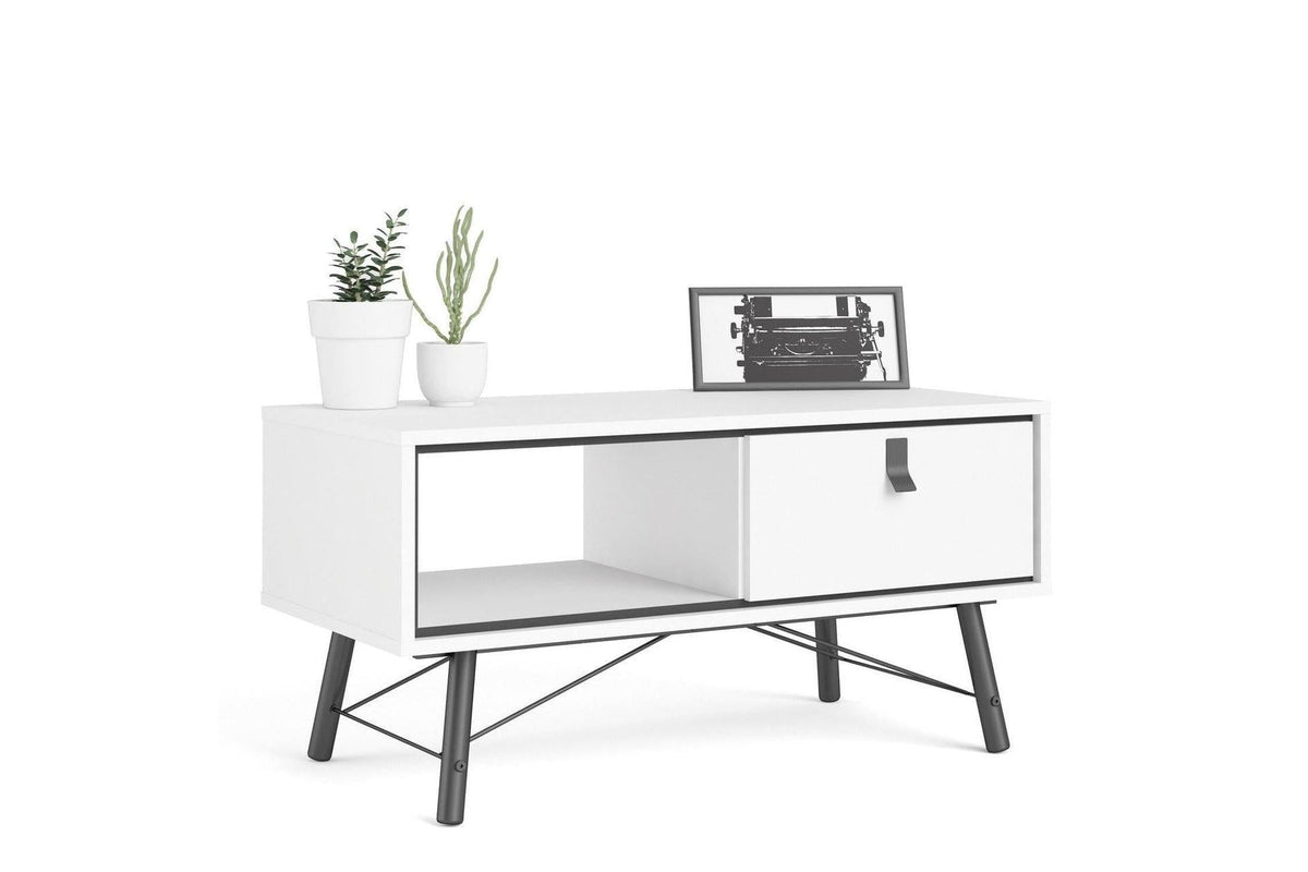 Ry Coffee Table with Drawer in Matt White