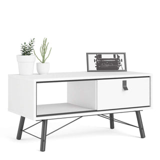 Ry Coffee Table with 1 Drawer in Matt White - Msofas LTD