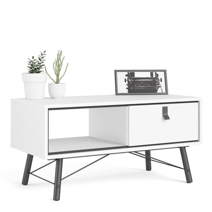 Ry Coffee Table with 1 Drawer in Matt White