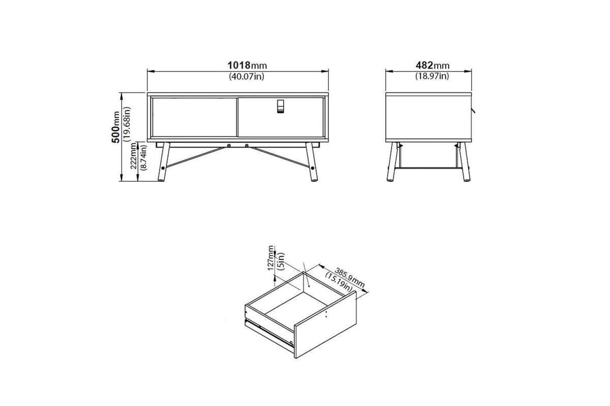 Ry Coffee Table with Drawer in Matt White