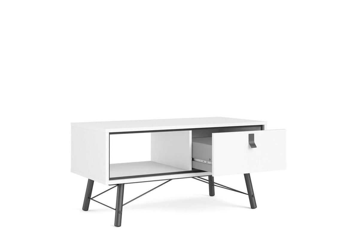 Ry Coffee Table with Drawer in Matt White