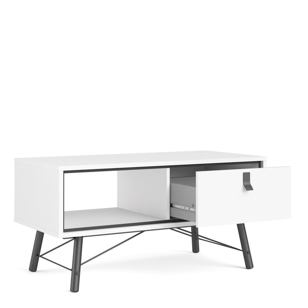 Ry Coffee Table with 1 Drawer in Matt White