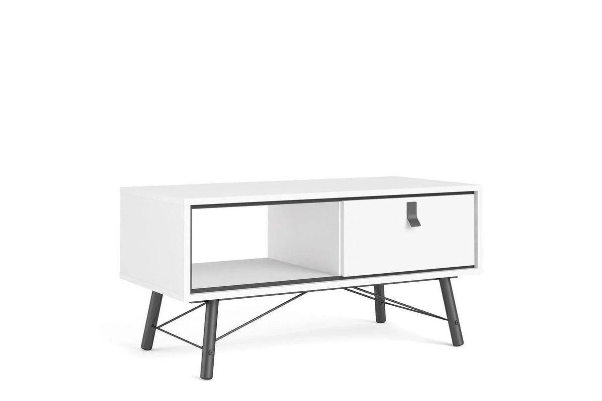 Ry Coffee Table with Drawer in Matt White
