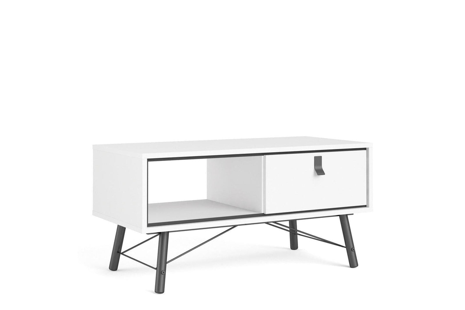 Ry Coffee Table with Drawer in Matt White
