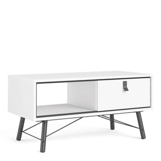 Ry Coffee Table with 1 Drawer in Matt White - Msofas LTD