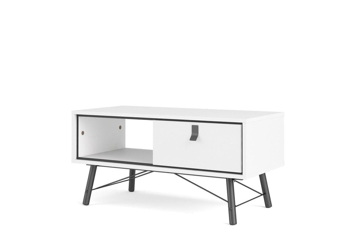 Ry Coffee Table with Drawer in Matt White