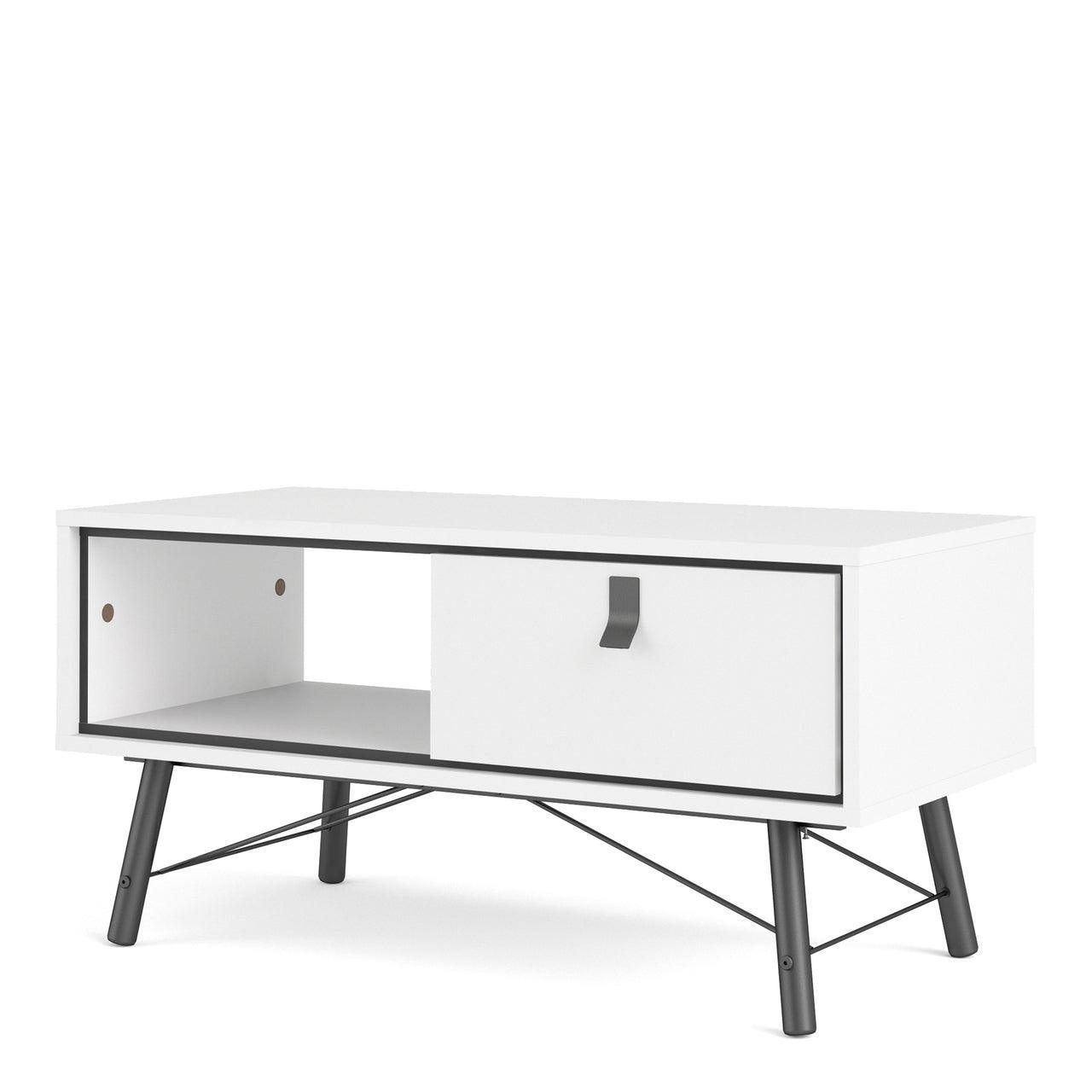 Ry Coffee Table with 1 Drawer in Matt White