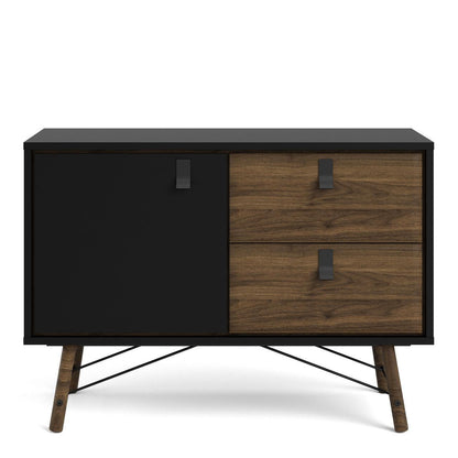 Ry Sideboard 1 Door + 2 Drawers in Matt Black Walnut