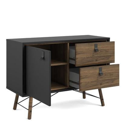 Ry Sideboard 1 Door + 2 Drawers in Matt Black Walnut