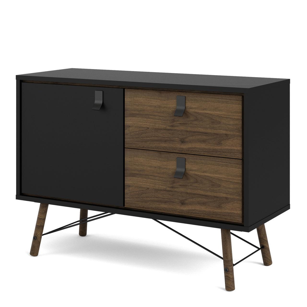 Ry Sideboard 1 Door + 2 Drawers in Matt Black Walnut