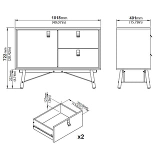 Ry Sideboard 1 Doors + 2 Drawers in Matt White - Msofas LTD