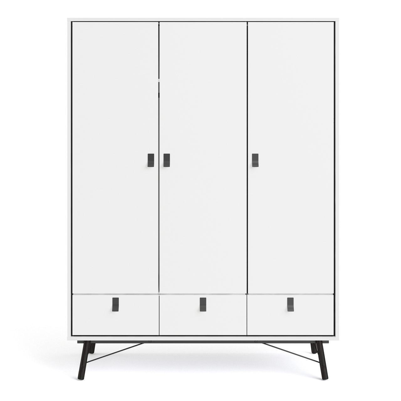 Ry Wardrobe 3 Doors + 3 Drawers in Matt White