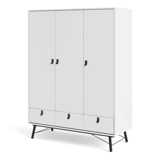 Ry Wardrobe 3 Doors + 3 Drawers in Matt White - Msofas LTD