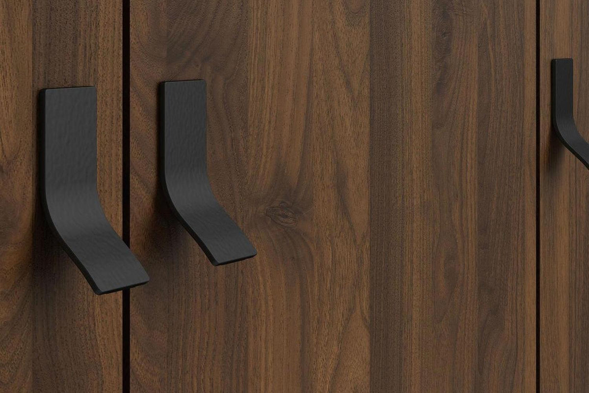 Ry Wardrobe 3 Doors 3 Drawers in Matt Black Walnut