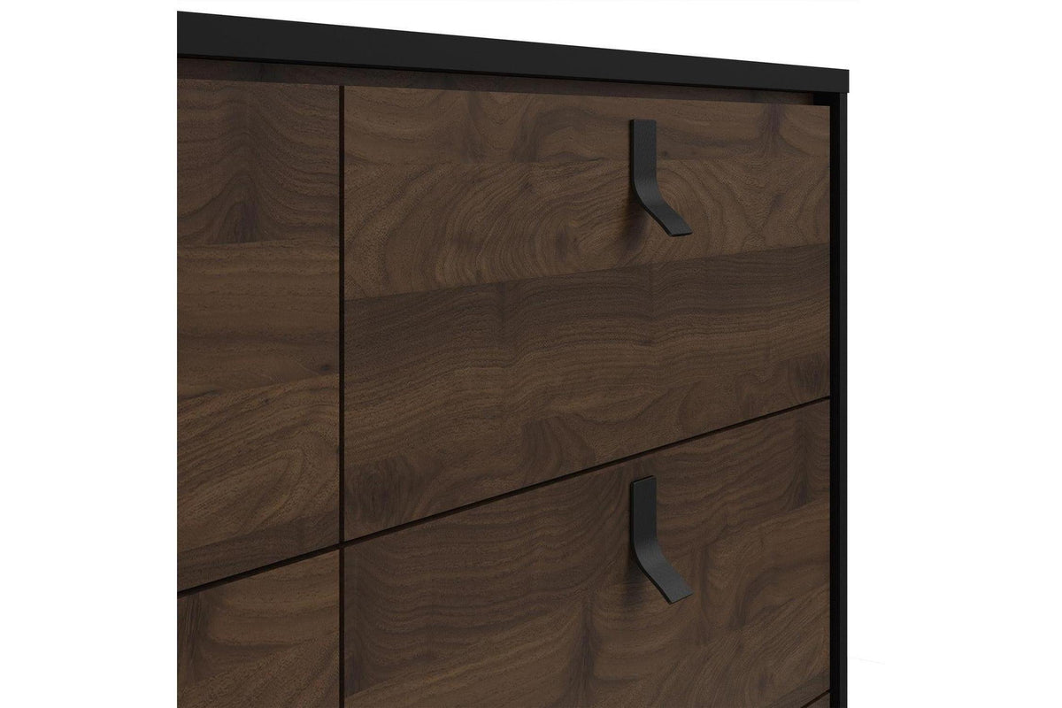 Ry Wide Double Chest 6 Drawers Matt Black Walnut