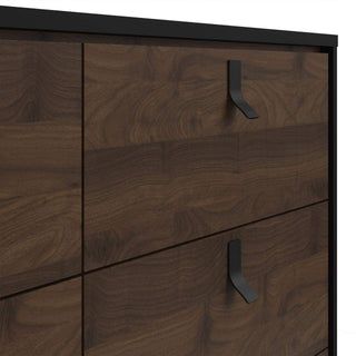 Ry Wide Double Chest of 6 Drawers in Matt Black Walnut - Msofas LTD