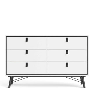 Ry Wide Double Chest of 6 Drawers in Matt White - Msofas LTD