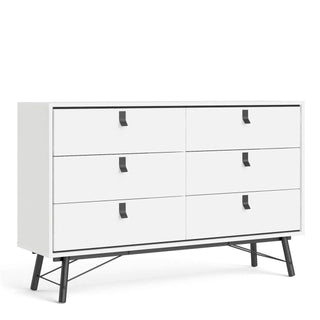 Ry Wide Double Chest of 6 Drawers in Matt White - Msofas LTD