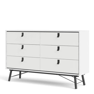 Ry Wide Double Chest of 6 Drawers in Matt White - Msofas LTD