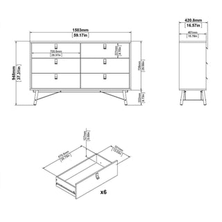 Ry Wide Double Chest of 6 Drawers in Matt White - Msofas LTD