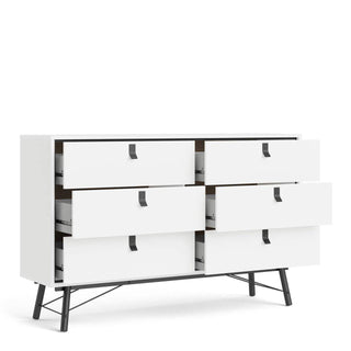 Ry Wide Double Chest of 6 Drawers in Matt White - Msofas LTD