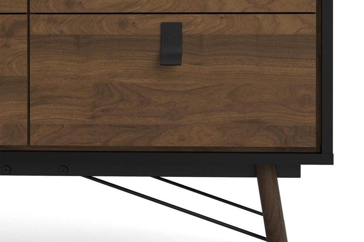Ry Wide Double Chest 6 Drawers Matt Black Walnut