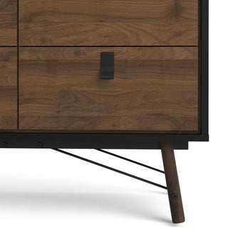 Ry Double Chest of Drawers 6 Drawers in Matt Black Walnut - Msofas LTD