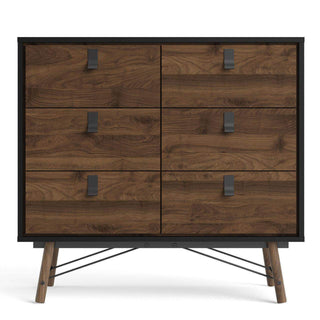 Ry Double Chest of Drawers 6 Drawers in Matt Black Walnut - Msofas LTD