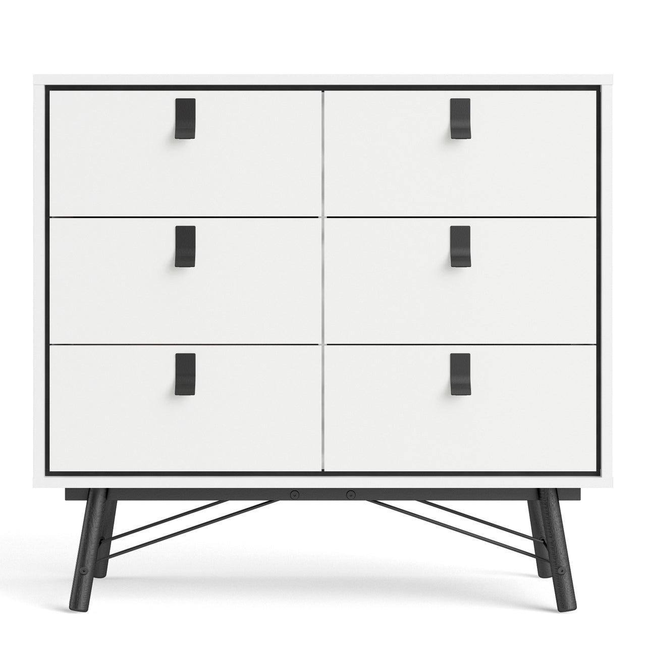 Ry Double Chest of Drawers 6 Drawers in Matt White