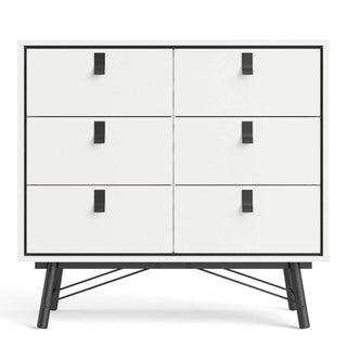 Ry Double Chest of Drawers 6 Drawers in Matt White - Msofas LTD