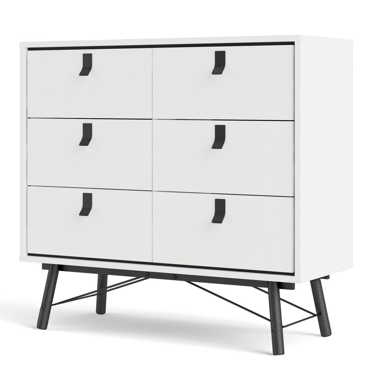 Ry Double Chest of Drawers 6 Drawers in Matt White