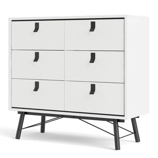 Ry Double Chest of Drawers 6 Drawers in Matt White - Msofas LTD