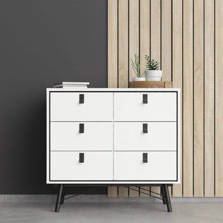 Ry Double Chest of Drawers 6 Drawers in Matt White - Msofas LTD