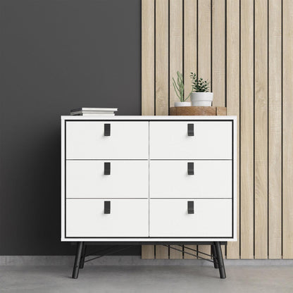 Ry Double Chest of Drawers 6 Drawers in Matt White