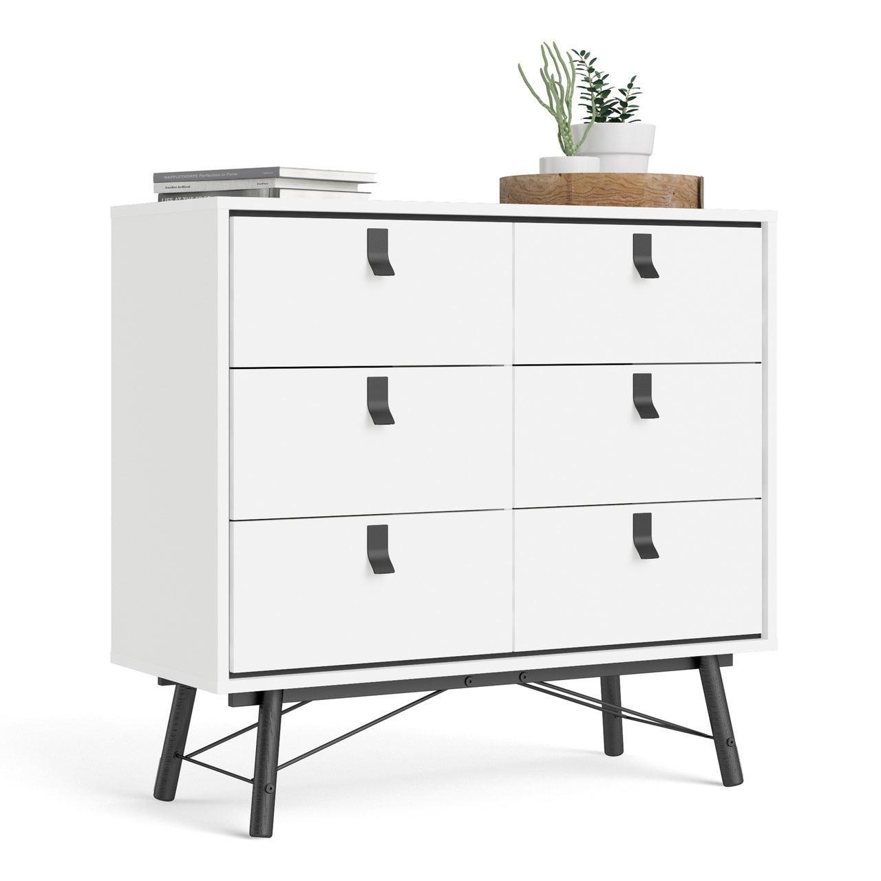 Ry Double Chest of Drawers 6 Drawers in Matt White