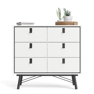 Ry Double Chest of Drawers 6 Drawers in Matt White - Msofas LTD