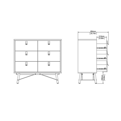 Ry Double Chest of Drawers 6 Drawers in Matt White