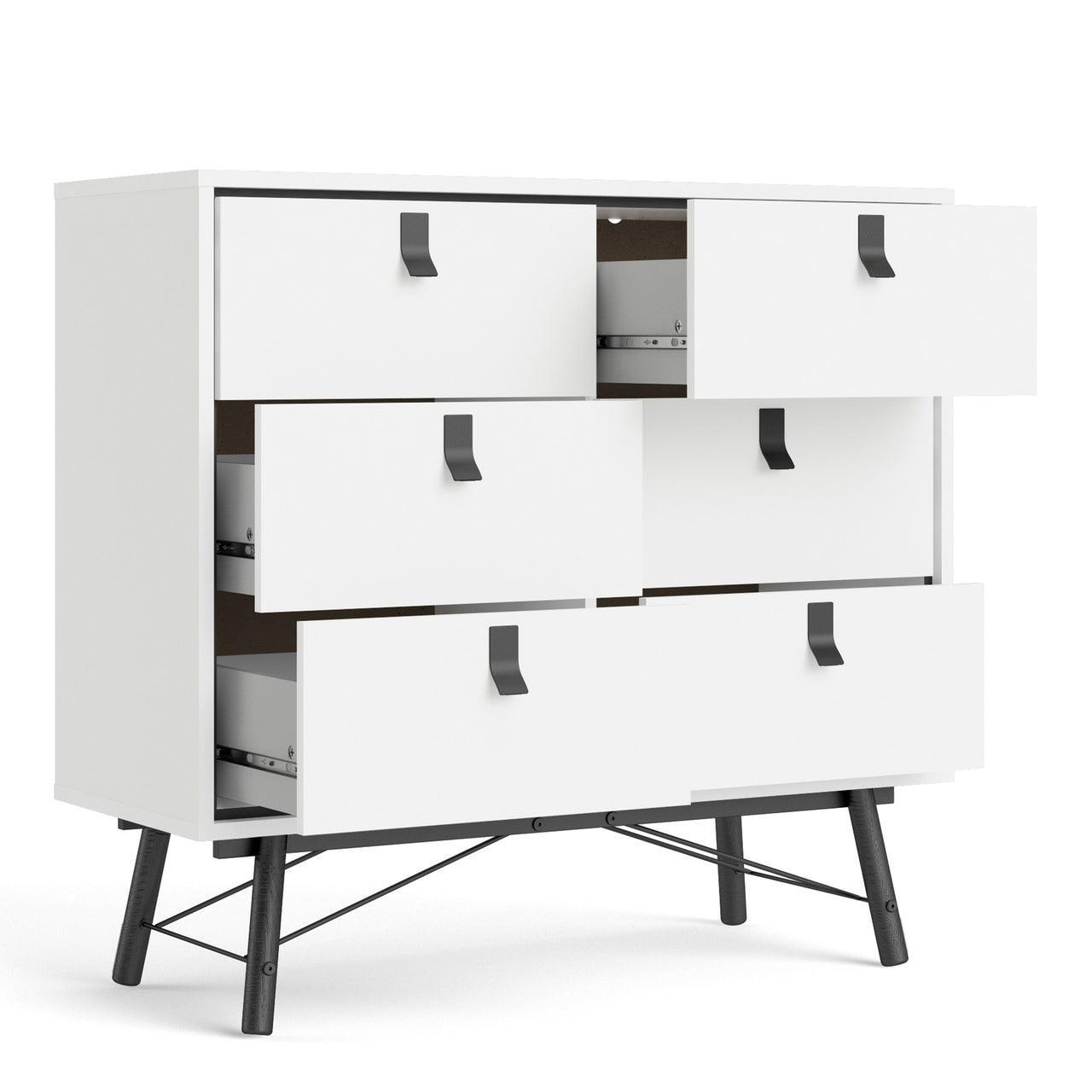 Ry Double Chest of Drawers 6 Drawers in Matt White