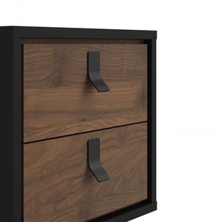 Ry Bedside Cabinet 2 Drawer in Matt Black Walnut - Msofas LTD