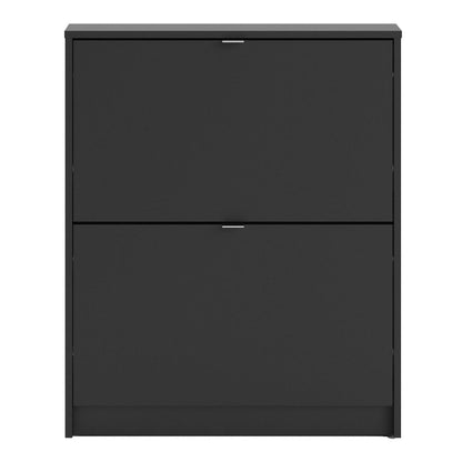 Shoes Shoe Cabinet 2 Door 1 Shelf in Matt Black 