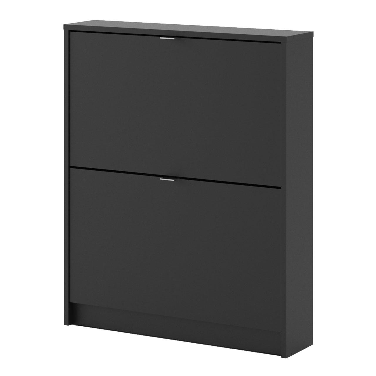 Shoes Shoe Cabinet 2 Door 1 Shelf in Matt Black 