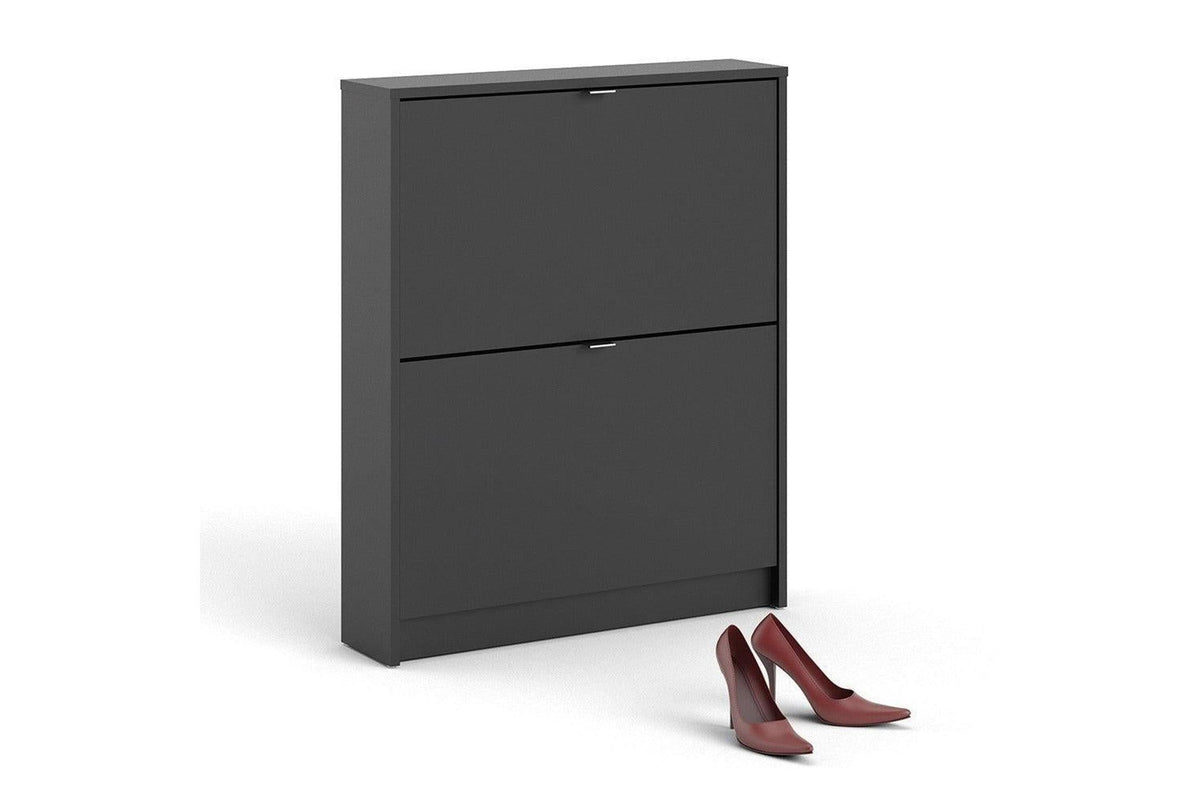 Shoe Cabinet Express Delivery 2 Tilting Doors Black