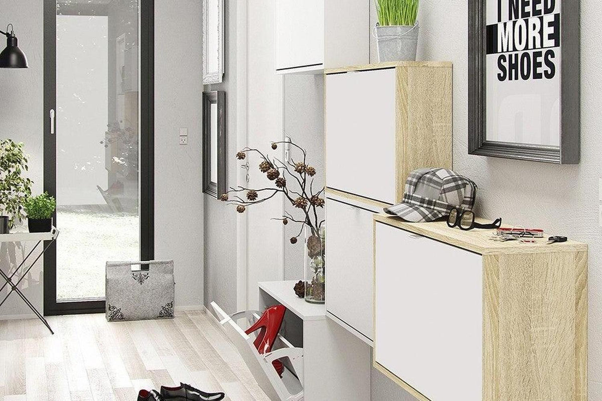 Shoe Cabinet Express Delivery 2 Tilting Doors White