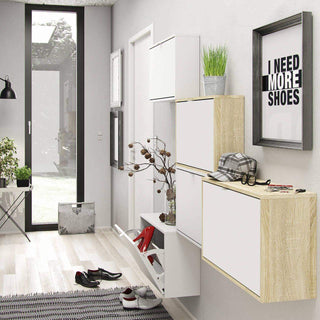 Shoes Shoe Cabinet 1 Door 2 Shelves in White - Msofas LTD